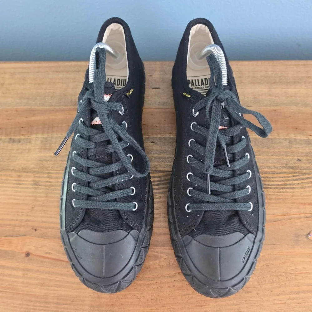 Palladium Mens Palla Ace Lo Canvas Sneaker Black Yellow 77014-FP Size 9.5 - Picture 3 of 10